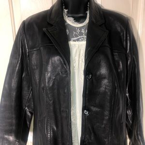 Avanti Leather Jacket. Mid Length. Black. Sz Med